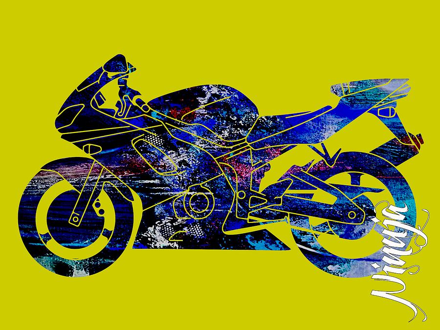 Ninja Motorcycle #15 Mixed Media by Marvin Blaine