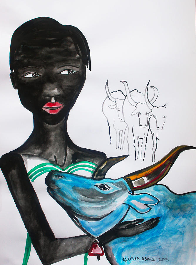 Nuer Bride - South Sudan #15 Painting by Gloria Ssali
