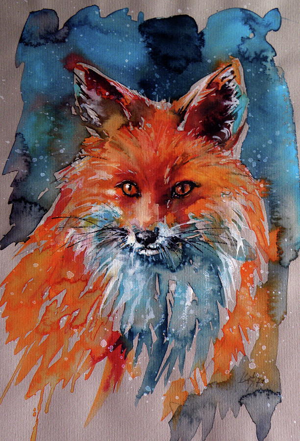 Red fox #15 Painting by Kovacs Anna Brigitta