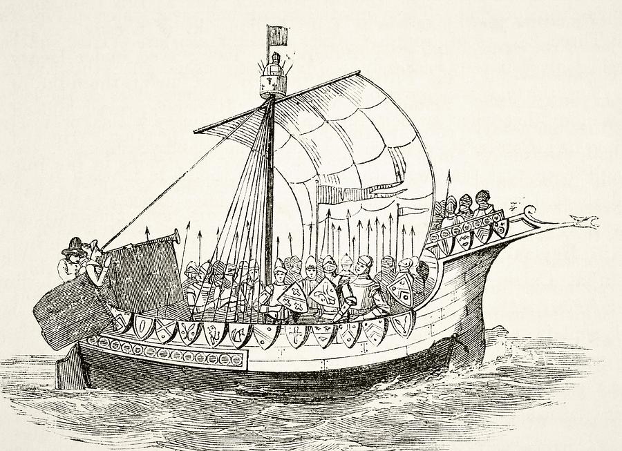 15th Century War Ship. From The Drawing by Vintage Design Pics | Fine ...