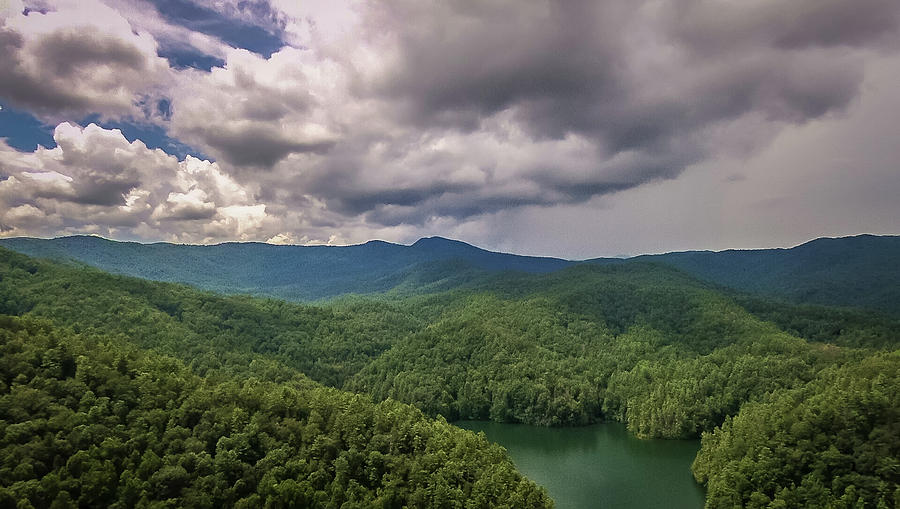 aerial of South Carolina Lake Jocassee Gorges Upstate Mountains #16 Photograph by Alex Grichenko