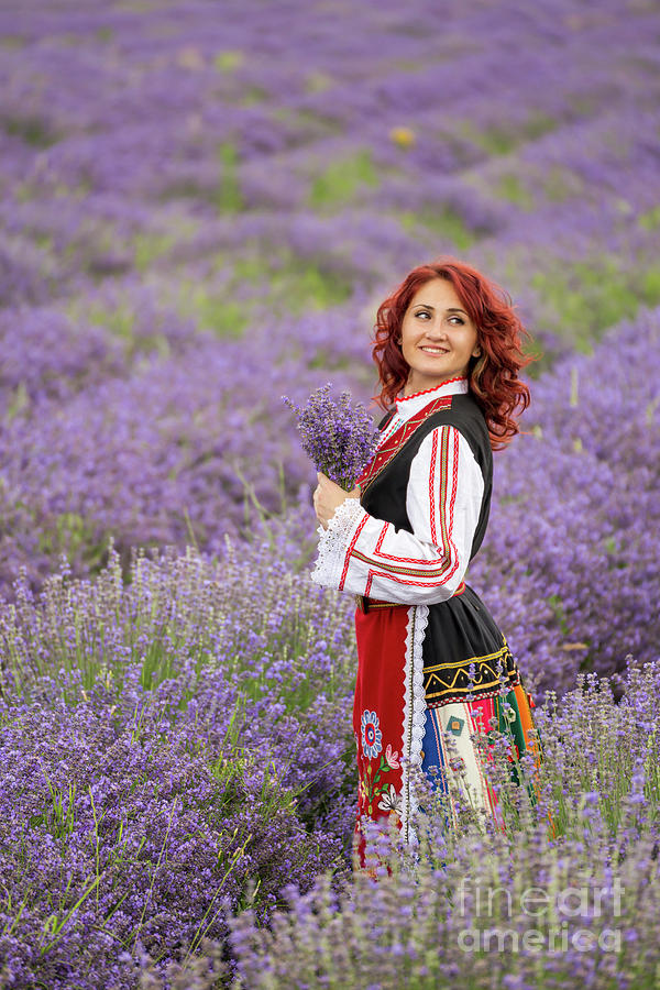 Flowers Still Life Photograph - Bulgarian girl in a lavender field #16 by Nikolay Stoimenov