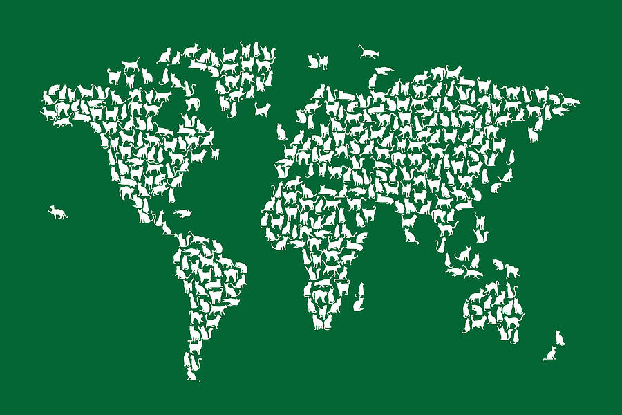 Cats Map of the World Map #16 Digital Art by Michael Tompsett