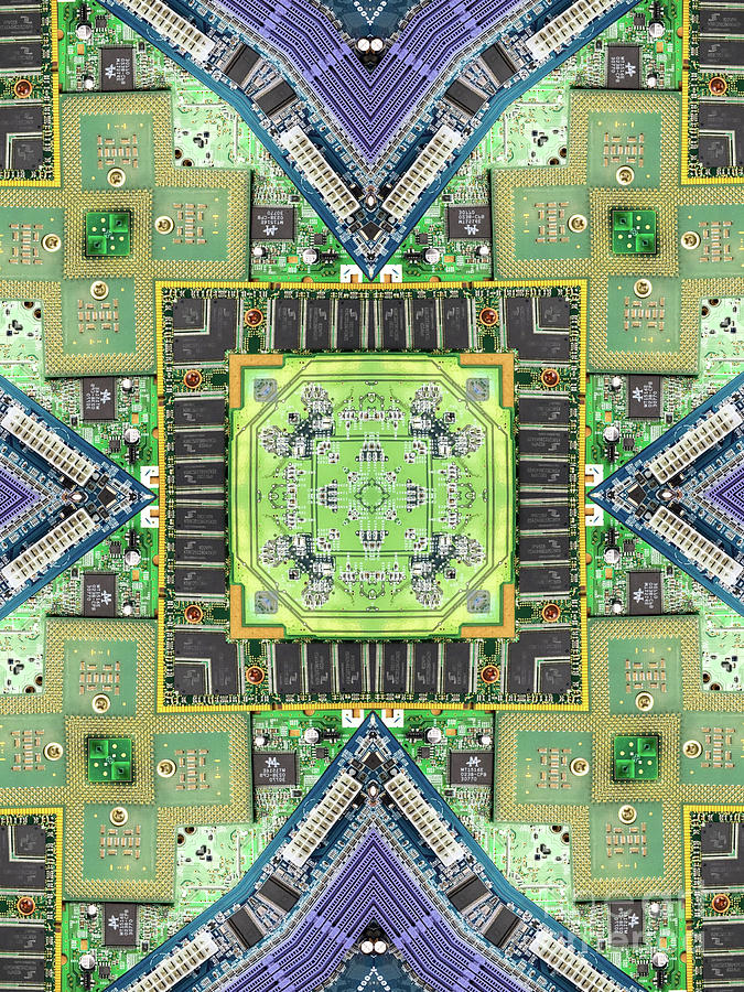 Computer Circuit Board Kaleidoscopic Design #16 Photograph by Amy Cicconi