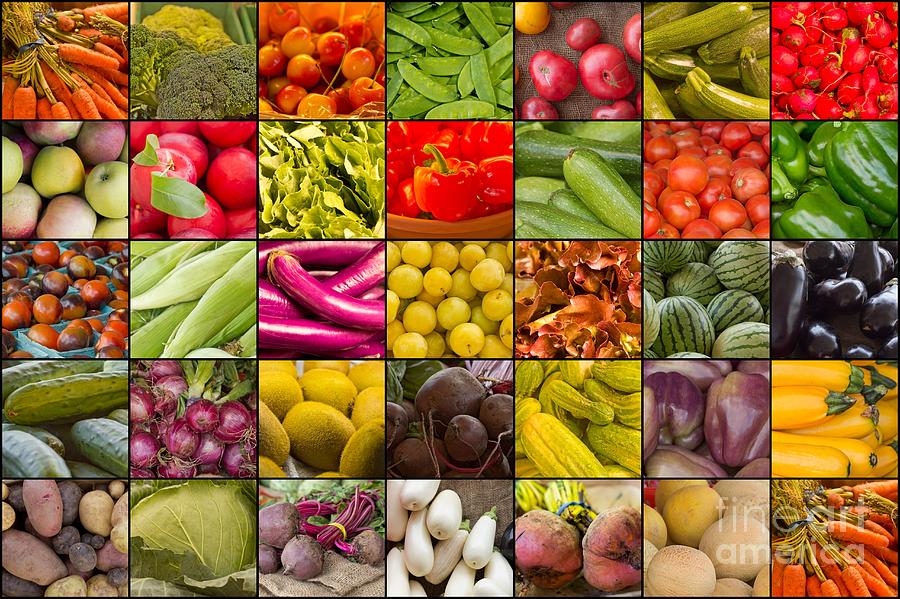 Fruit Photograph - Fruits and Vegetables Collage #16 by Ezume Images