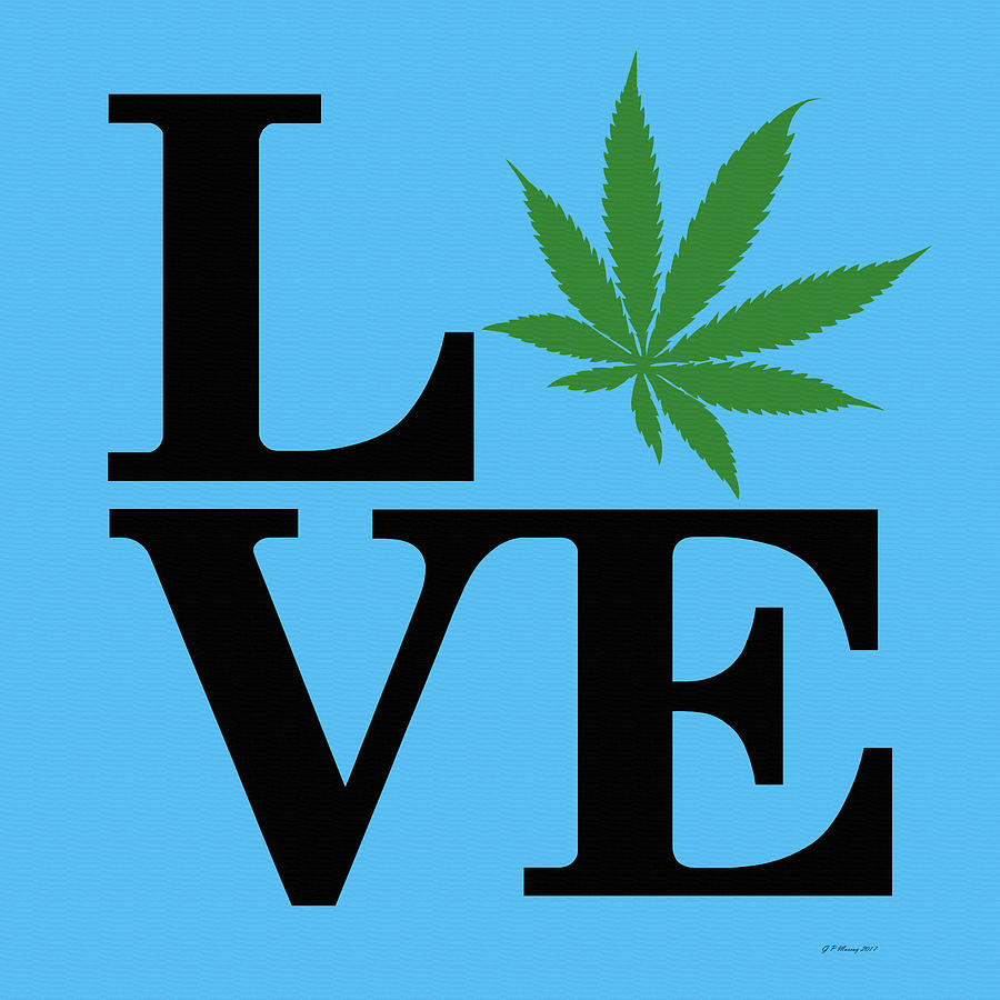 Marijuana Leaf Love Sign #16 Digital Art by Gregory Murray