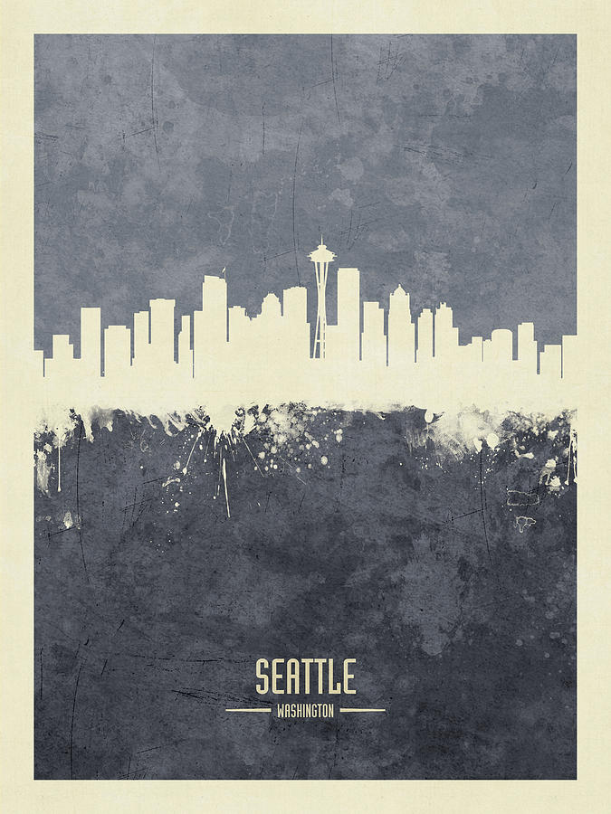 Seattle Washington Skyline #16 Digital Art by Michael Tompsett