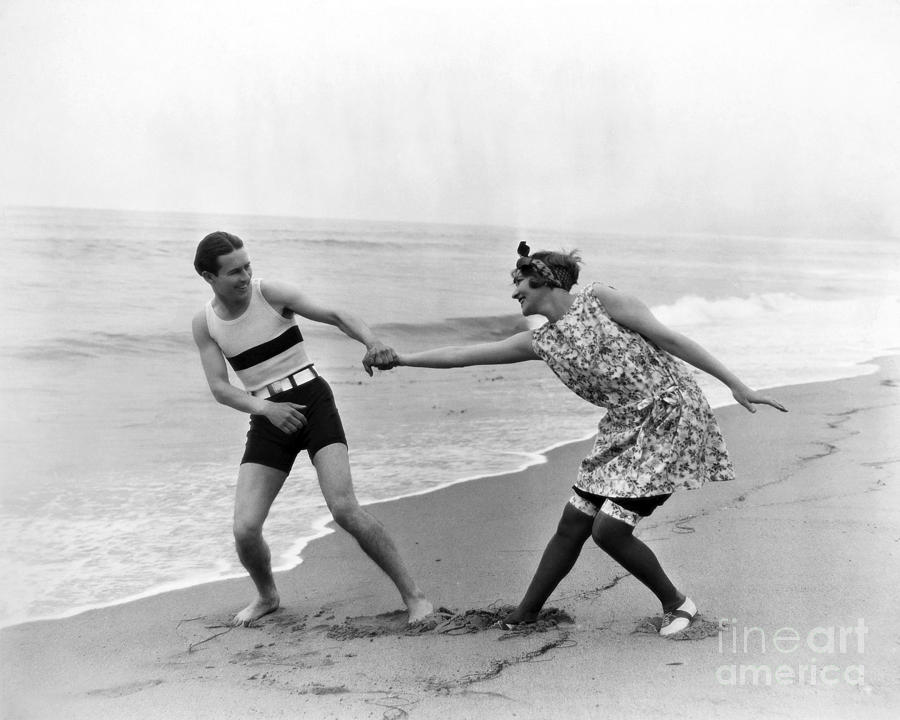 Beach Photograph - Silent Film Still: Couples #16 by Granger