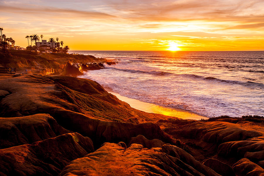 Sunset on La Jolla Beach, California, USA Photograph by Anna Bryukhanova