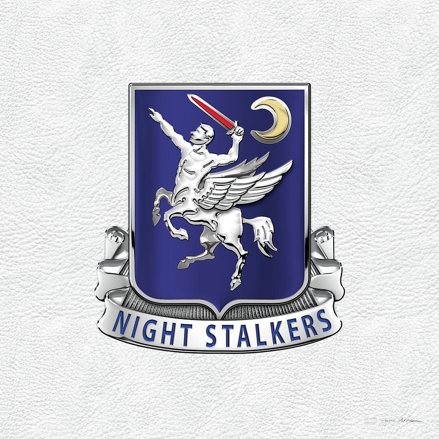 160th Special Operations Aviation Regiment  - 160th S O A R  Crest over White Leather Digital Art by Serge Averbukh