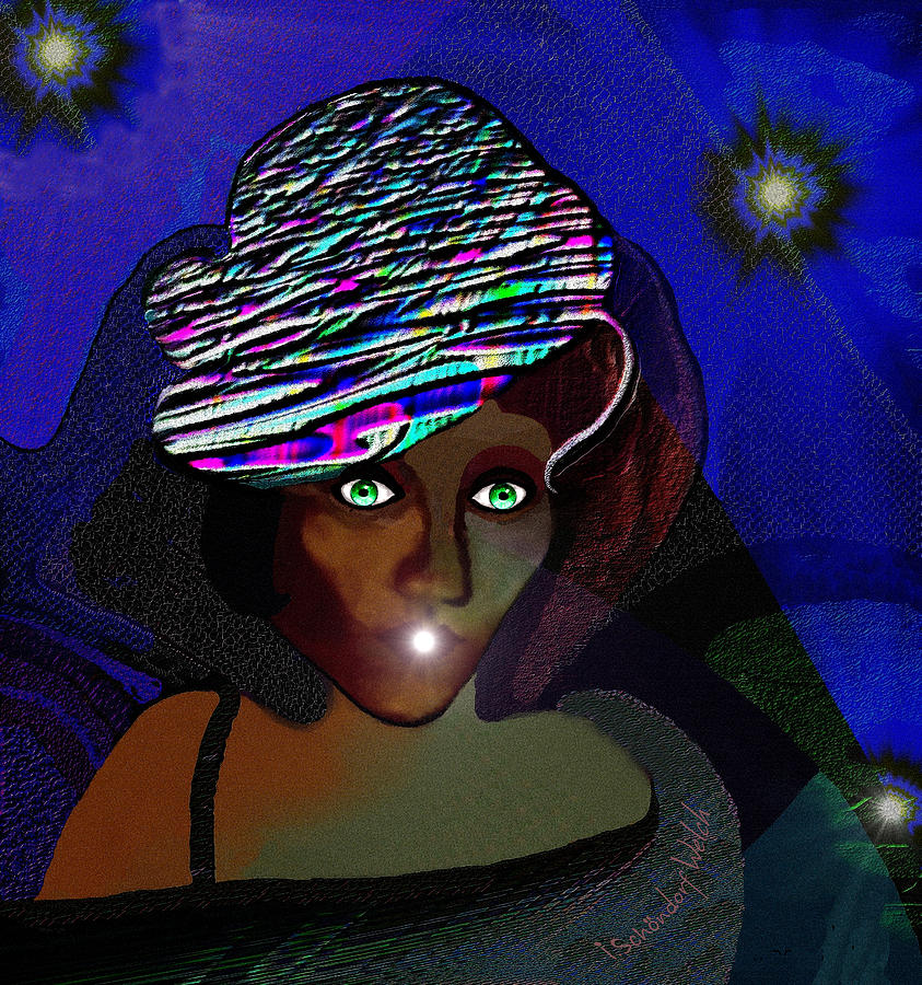 1694- She came at midnight Digital Art by Irmgard Schoendorf Welch