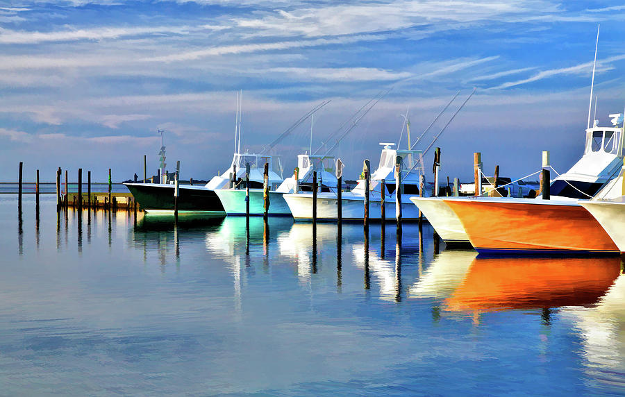 16x20 matted Outer Banks Fishing Boats Photograph by Dan Carmichael