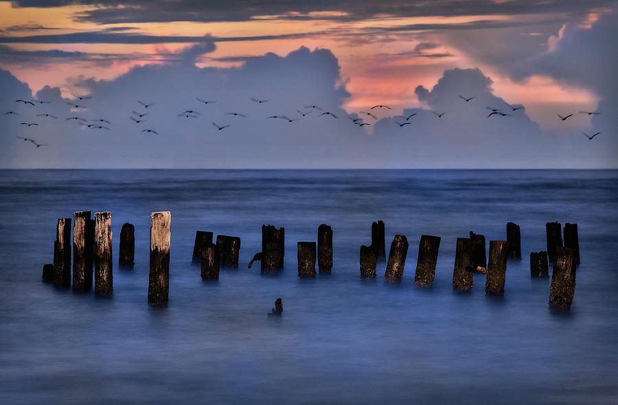 16x20 matted Sunrise Outer Banks Photograph by Dan Carmichael