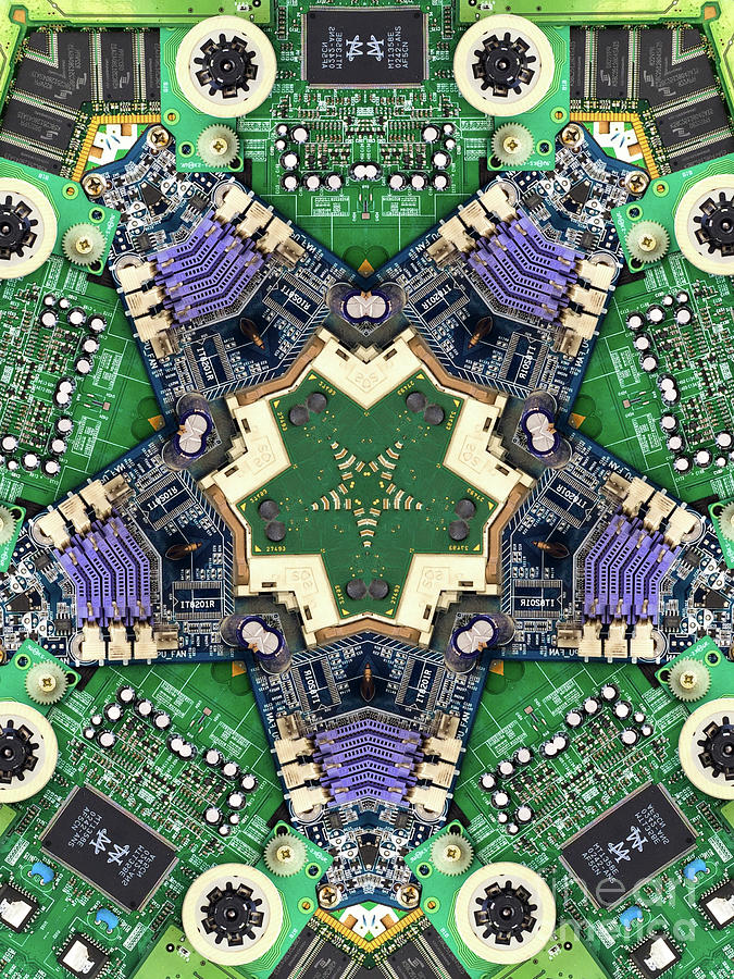 Computer Circuit Board Kaleidoscopic Design #17 Photograph by Amy Cicconi