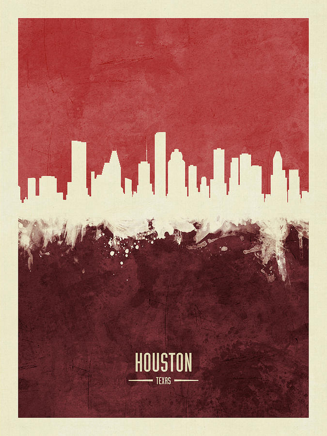 Houston Digital Art - Houston Texas Skyline #17 by Michael Tompsett