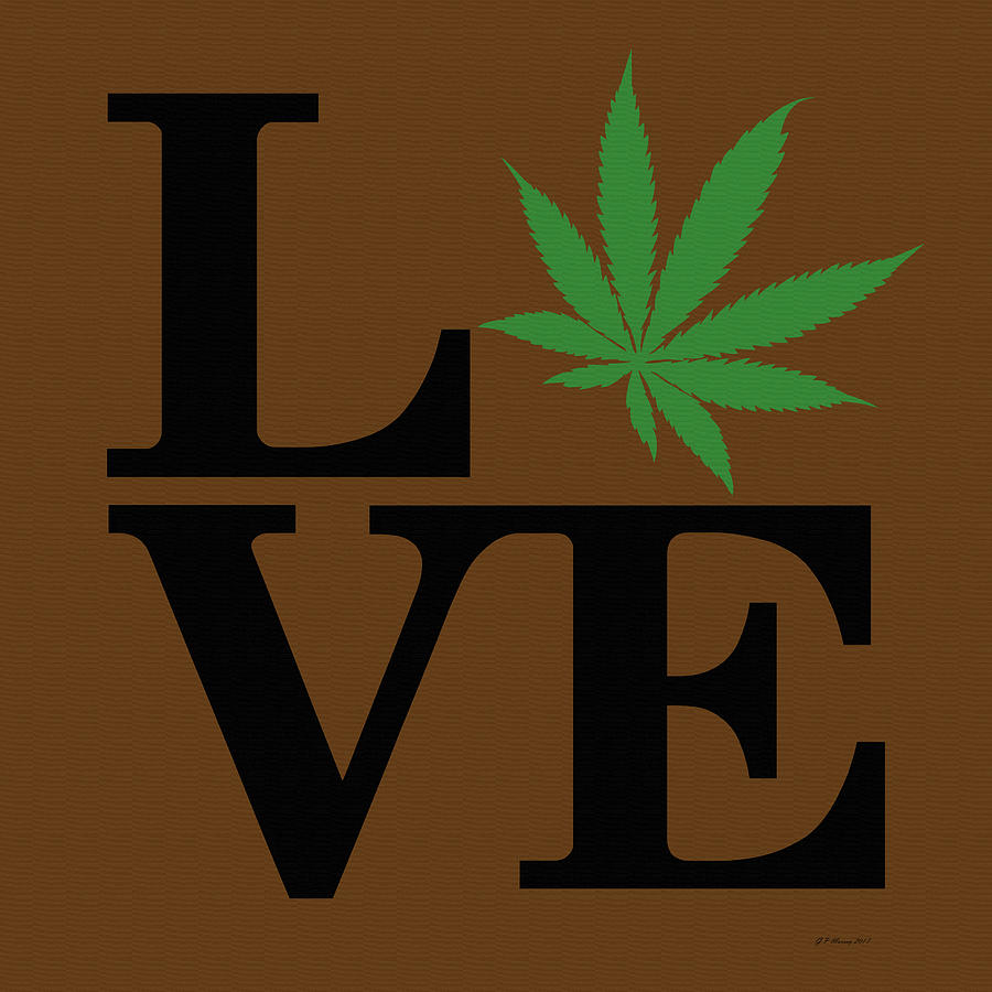 Marijuana Leaf Love Sign #17 Digital Art by Gregory Murray