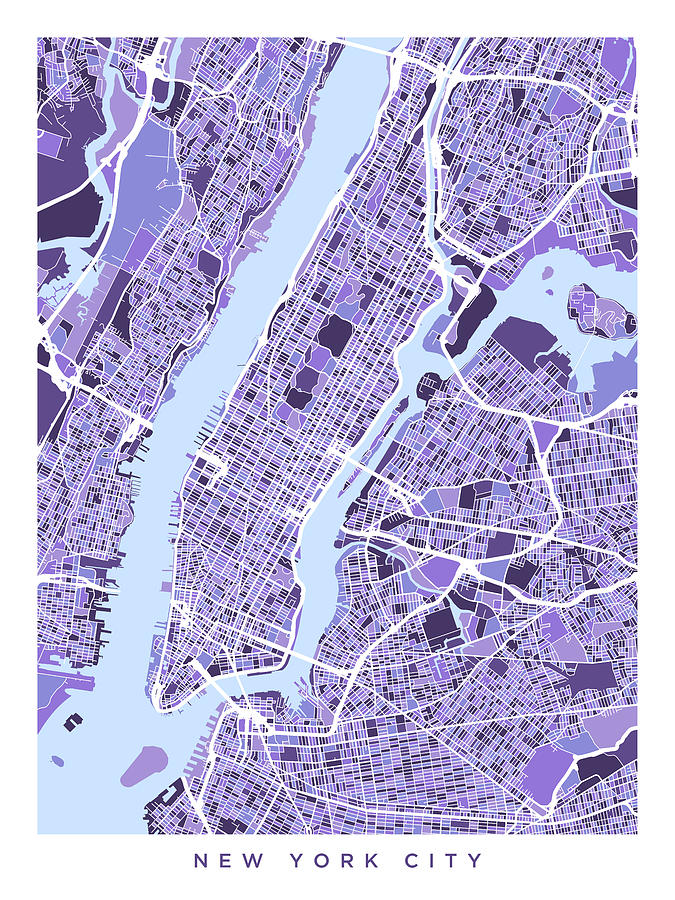 New York City Street Map #17 Digital Art by Michael Tompsett