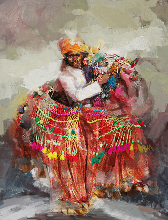 17 pakistan folk Punjab B Painting by Mahnoor Shah 