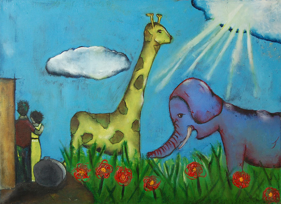 Giraffe Painting - Untitled 17 by Abigail Lee Goldberger Giraffe Painting - Untitled 17 by Abigail Lee Goldberger