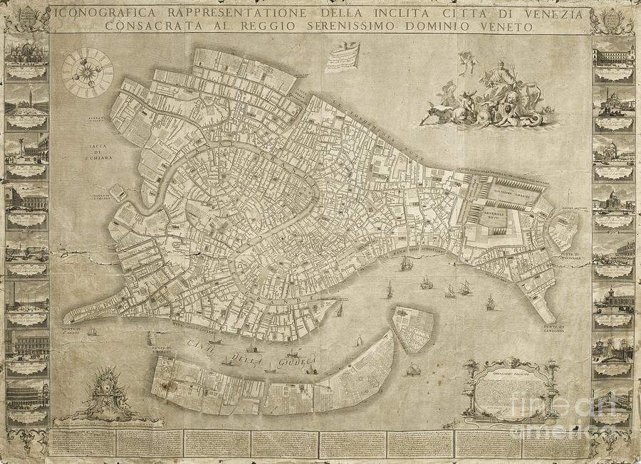 1729 Map of Venice Painting by Celestial Images