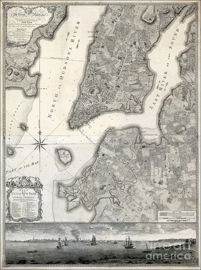 New York City Map Photograph - 1766 Map of New York City by Jon Neidert