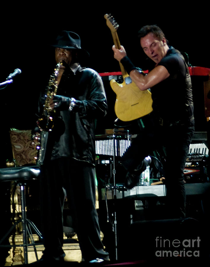 Bruce Springsteen and Max Weinberg with the E Street Band at Bonnaroo Music Festival  Photograph by David Oppenheimer