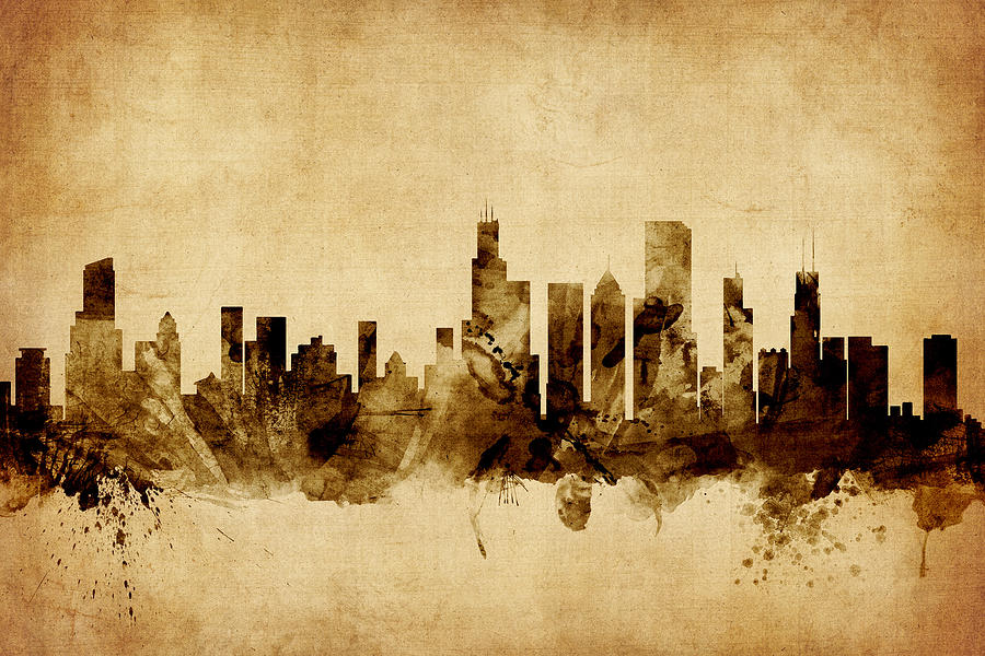Chicago Digital Art - Chicago Illinois Skyline #18 by Michael Tompsett