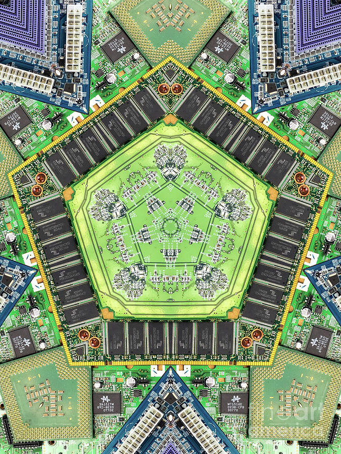 Computer Circuit Board Kaleidoscopic Design #18 Photograph by Amy Cicconi