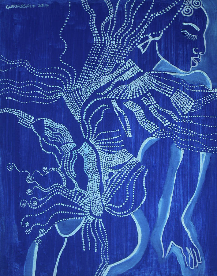 Dinka in Blue - South Sudan #18 Painting by Gloria Ssali