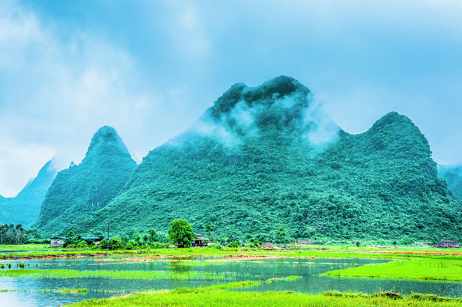 Karst rural scenery in raining Photograph by Carl Ning - Fine Art America