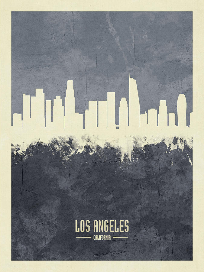 Los Angeles California Skyline #18 Digital Art by Michael Tompsett