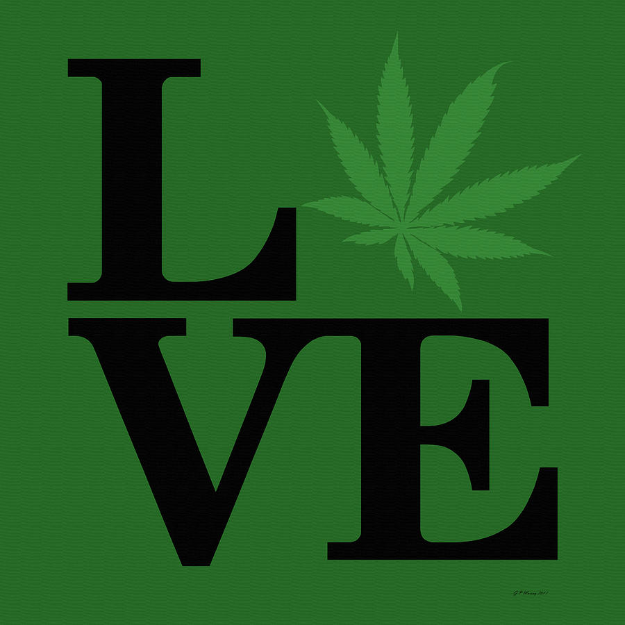 Marijuana Leaf Love Sign #18 Digital Art by Gregory Murray