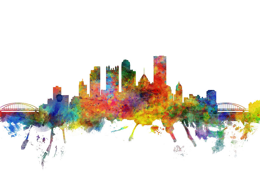 Pittsburgh Digital Art - Pittsburgh Pennsylvania Skyline #18 by Michael Tompsett