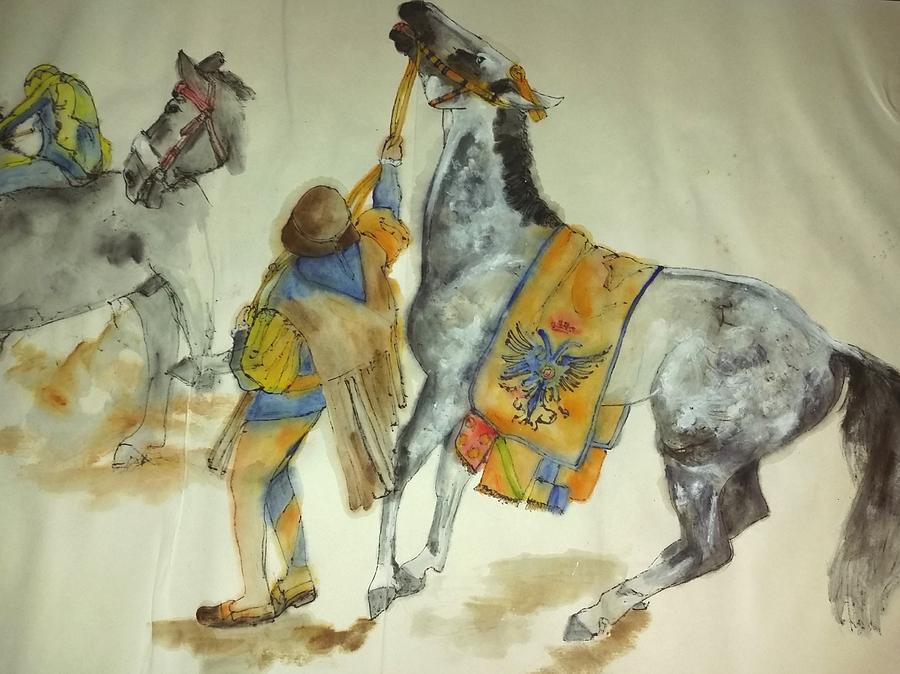 Siena and their Palio album #18 Painting by Debbi Saccomanno Chan