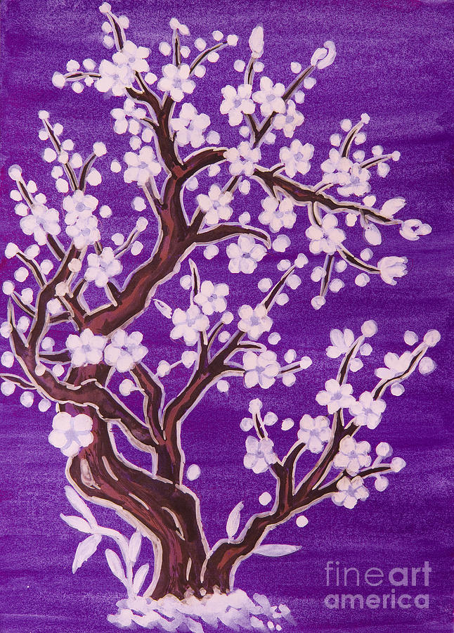 White tree in blossom, painting #18 Painting by Irina Afonskaya