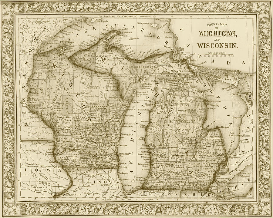 1800s-historical-michigan-and-wisconsin-map-sepia-digital-art-by-toby-mcguire