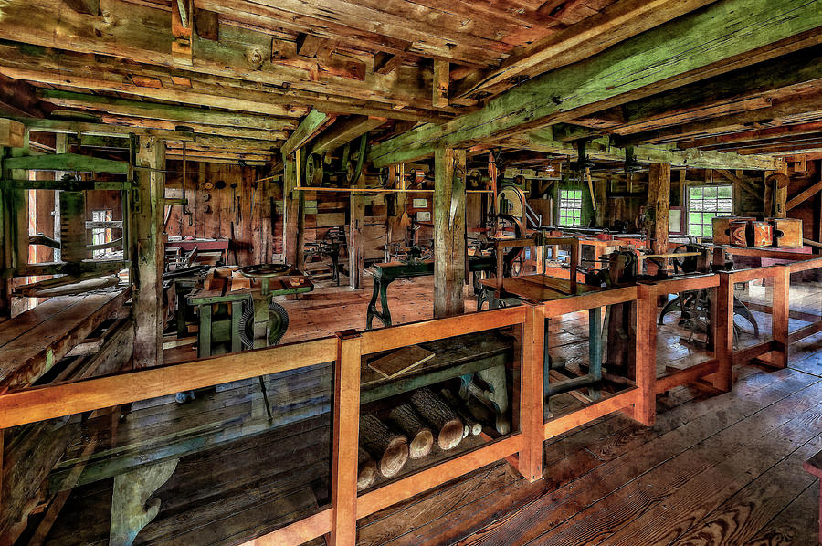 1800s New England Machine Shop  -  mid1800snemachineshop184513 Photograph by Frank J Benz