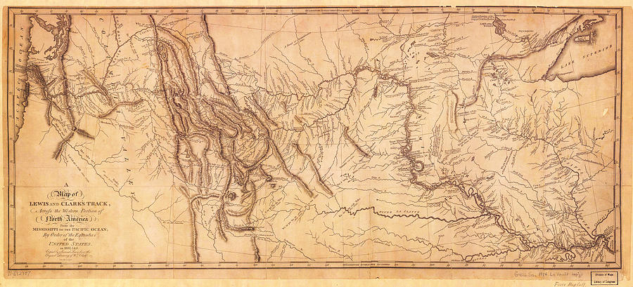 Antique Maps Painting - 1804-1806 Map of the Lewis and Clark Expedition by Celestial Images