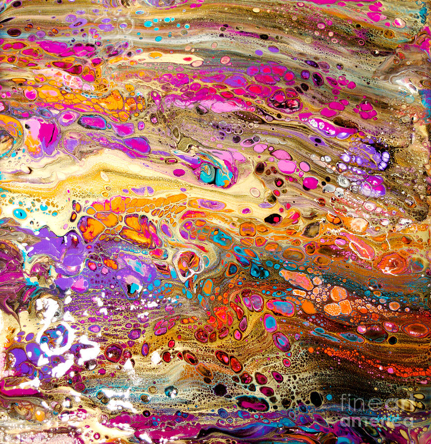#181 A Pour Before Gold Swipe Painting