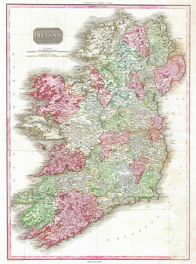 1818 Pinkerton Map of Ireland Digital Art by Bill Cannon