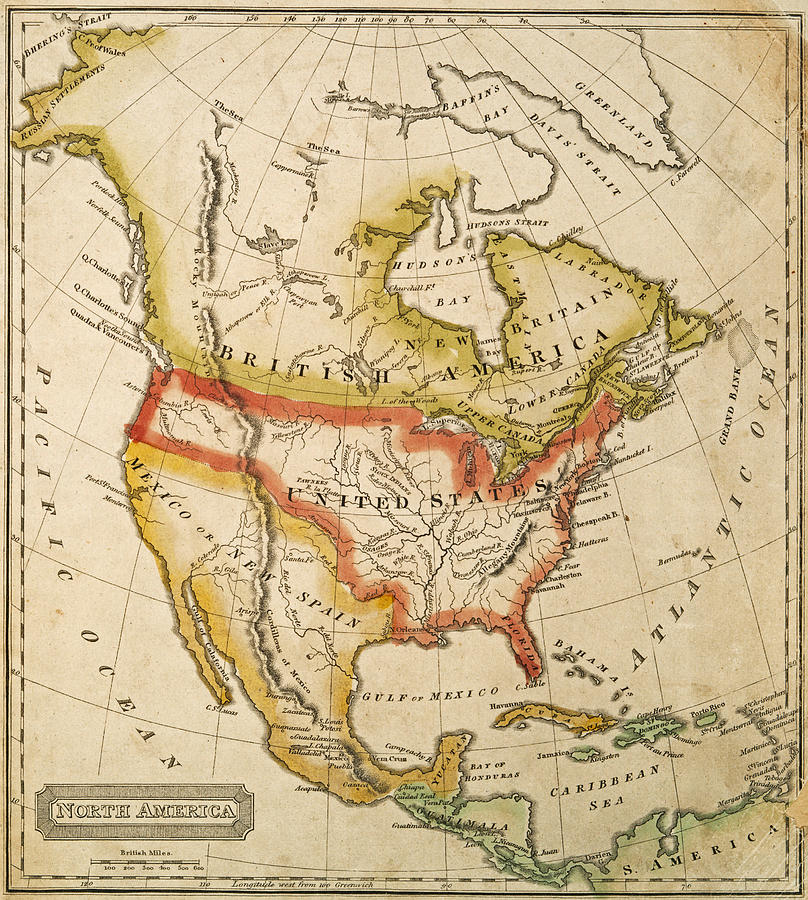 1822 Map of North America Digital Art by Toby McGuire