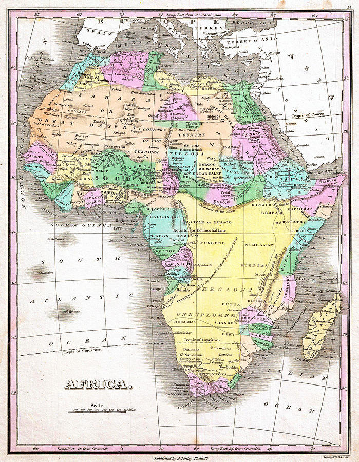 1827 Finley Map of Africa Painting by Celestial Images - Fine Art America