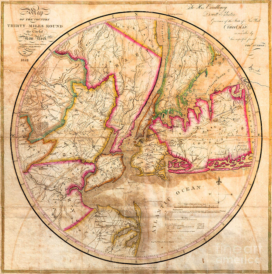 1828 New York City Map Photograph by Jon Neidert