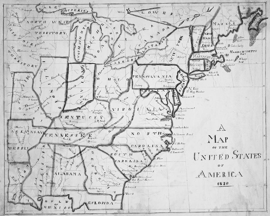 1830 Map of the United States Digital Art by Toby McGuire