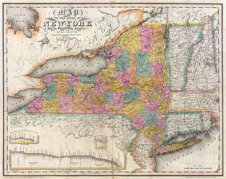 1832 New York Map Photograph by Jon Neidert