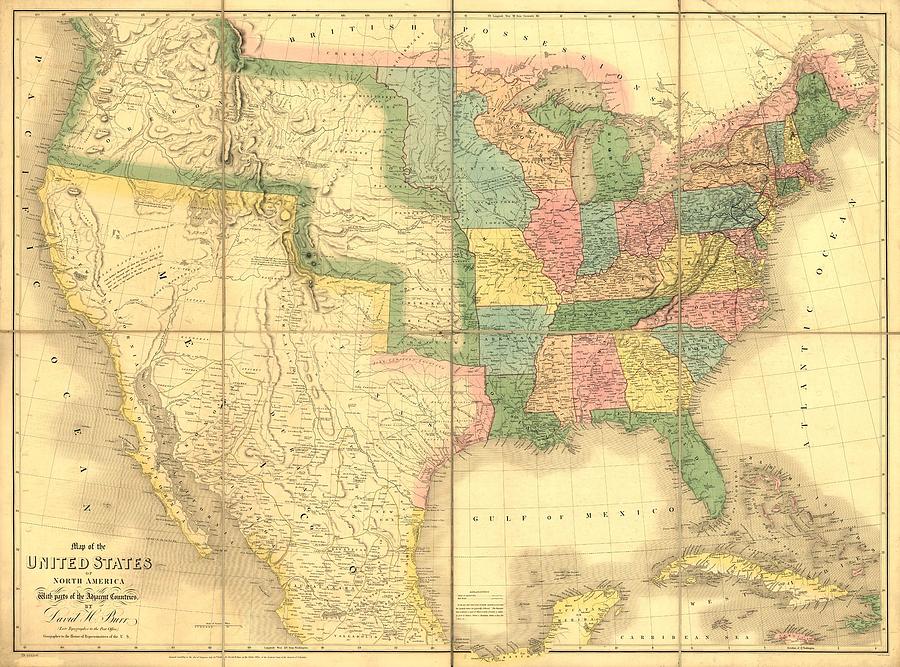 1839 Map Showing Us-mexican Boundary Photograph by Everett - Fine Art ...