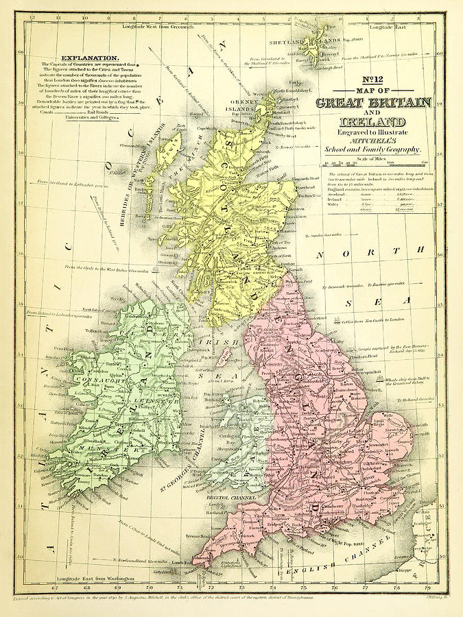 1840 Map of Great Britain and Ireland Photograph by Phil Cardamone