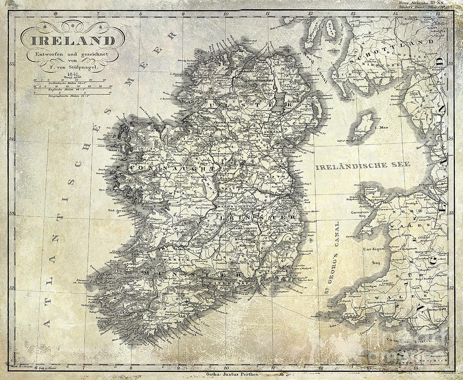 Beer Photograph - 1841 Ireland Map by Jon Neidert