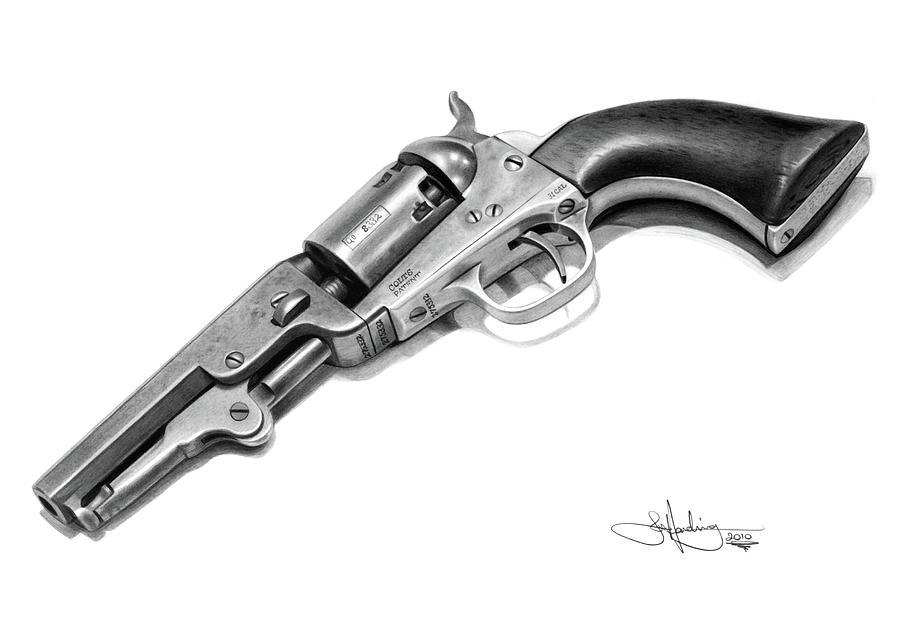 Colt Drawing - 1851 Colt drawing by John Harding