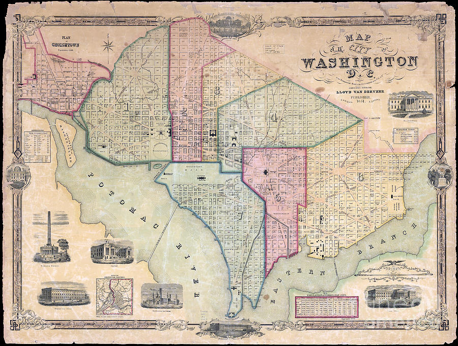 1851 Washington DC Map Photograph by Jon Neidert